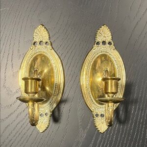 Pair of Elegant Brass Wall Sconce Candle Holder